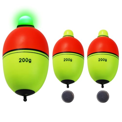 Light-Up EVA Slip Bobbers, Lighted Foam Bobbers Green & Red LED Lights Fishing Floats for Night Fishing with Cell Battery Included - color: RED-YELLOW 200G LED FLOAT-2PCS