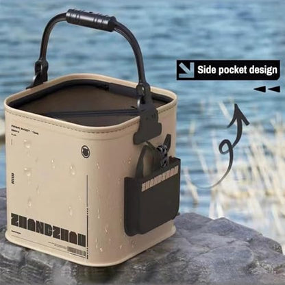 Collapsible Fishing Bucket – Portable EVA Bait Container with Rope & Net for Outdoor Fish ing & & Shrimp, Camping and Hiking(2.1Gallon/8L) - size: 2.1Gallon/8L