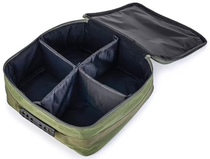 Conskyee Waterproof Fishing Reel Case, 37 x 37 x 15cm Portable Fishing Gear Accessories Tackle Storage Bag with 3 Adjustable Inner Dividers for Spinning Baitcasting Fly Reels