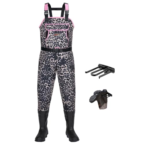 HISEA Women Waders Waterproof 400G Insulated Neoprene Chest Wader for Women - color: Arabian Leopard, size: 10