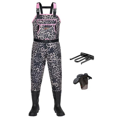 HISEA Women Waders Waterproof 400G Insulated Neoprene Chest Wader for Women - color: Arabian Leopard, size: 8