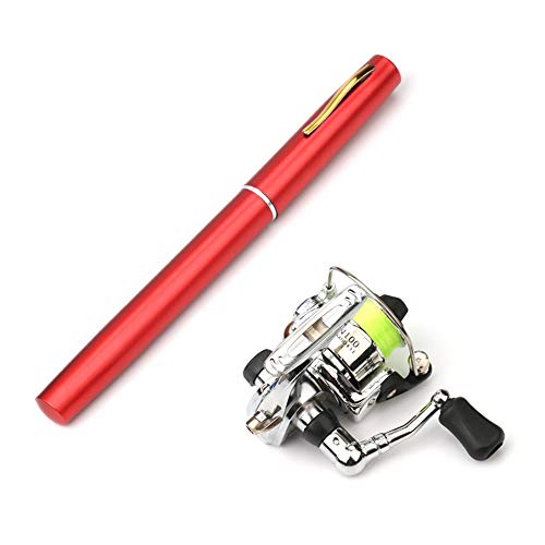 Lixada Fishing Rod Reel Combo Mini Pen Fishing Pole Kit Telescopic Fishing Rod Spinning Reel Combo Kit - color: Red, size: 1.6 m