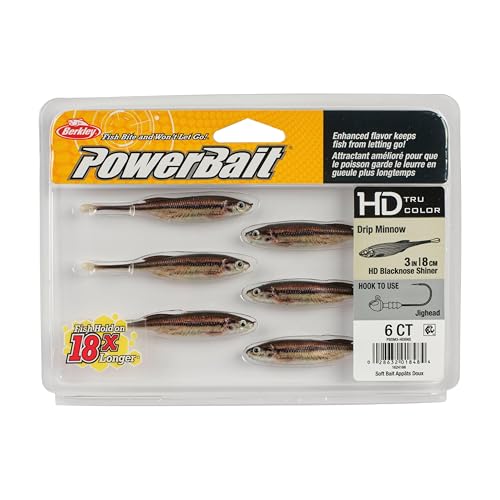 Berkley PowerBait Drip Minnow Fishing Soft Bait - color: HD Blacknose Shiner, size: 3"
