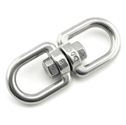 1PCS M8 Double Ended Swivel Eye Hook 304 Stainless Steel Eye to Eye Swivel Shackle Ring Connector + 2PCS M8 Snap Hook - size: M8