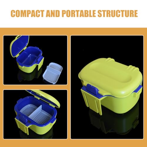 Dual-Layer Bait Holder Storage Box for Worms with Insulated Yellow Portable Fishing Container Waist Clip for Live Bait Storage