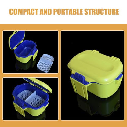 Dual-Layer Bait Holder Storage Box for Worms with Insulated Yellow Portable Fishing Container Waist Clip for Live Bait Storage