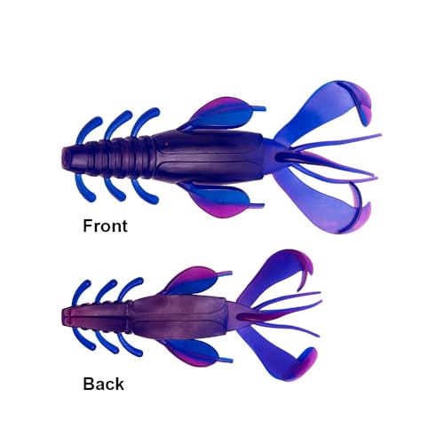 Fishing Soft Lures Shrimp Baits, Fishing Tackle Durable Flexible Bait Saltwater Freshwater Fishing Lure, 5 Pack - color: blue and purple