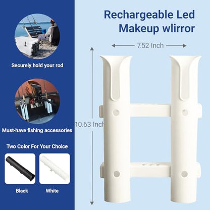 Fishing Rod Holders Wall Mounted 3 Pole Tubes Adjustable Fishing Rod Holder Bracke for Boat Kayak Garage Cooler Trailer Portable with Hardware - color: White-2 Pole