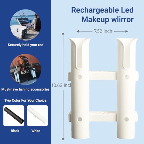 Fishing Rod Holders Wall Mounted 3 Pole Tubes Adjustable Fishing Rod Holder Bracke for Boat Kayak Garage Cooler Trailer Portable with Hardware - color: White-2 Pole