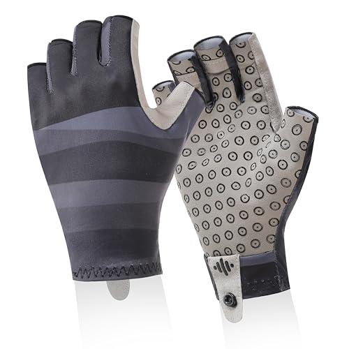 UPF 50+ Sun Gloves Uv Protection,Fingerless Men Women Gloves for Fishing Glfing Kayaking Hiking Sailing Driving - color: Black, size: Large-X-Large