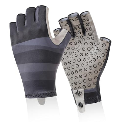 UPF 50+ Sun Gloves Uv Protection,Fingerless Men Women Gloves for Fishing Glfing Kayaking Hiking Sailing Driving - color: Black, size: Large-X-Large