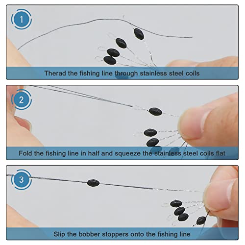 720Pcs Rubber Bobber Stoppers, 6 in 1 Oval Sinker Stops L/M/S, Depth Marker for Freshwater & Saltwater Casting Fishing