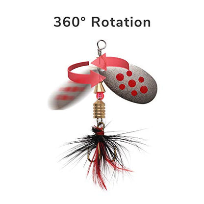 10pcs Fishing Lure Spinnerbait, Bass Trout Salmon Hard Metal Spinner Baits Kit with Tackle Boxes