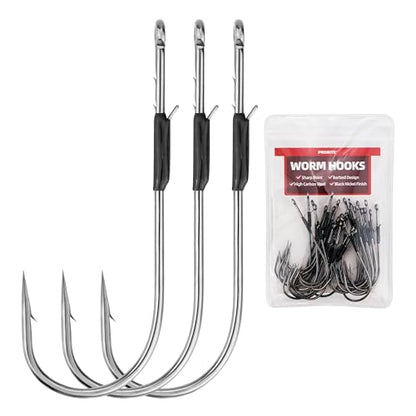 Straight Shank Baitholder Hooks – Multi-Size Fishing Hooks for Bass, Trout & Walleye – Anti-Slip Hook Design, Freshwater & Saltwater - size: 3/0#