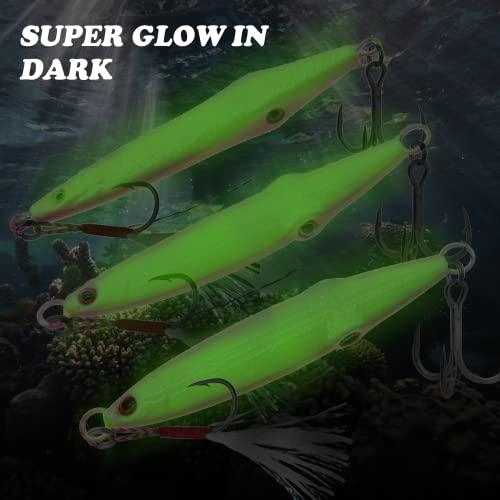 Fishing Jigs Vertical Saltwater Jigs Vertical Jigging Spoon Fishing Tuna Lures Boat Fishing Artificial Lures for Tuna, Grouper, Dogtooth, Snapper, Bass, Salmon/60g, 80g,120g - color: 3pcs-white