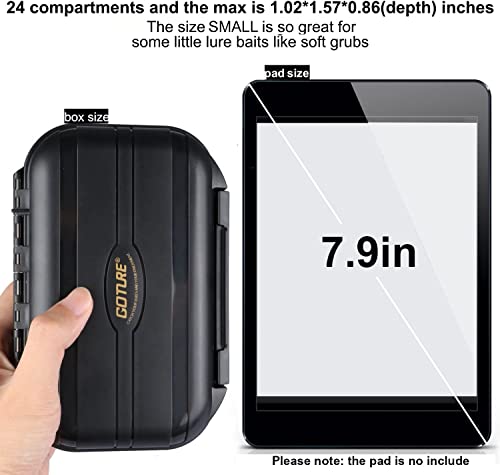 Goture Small Black Waterproof Clear Tackle Box Fixed Compartments Lure Case | Waterproof Fishing Lure Boxes, Fishing Bait Storage Lure Case Bait Plastic Containers - color: Black SMALL(Size: 6.69'' L X 4.33'' W X 1.81'' H)