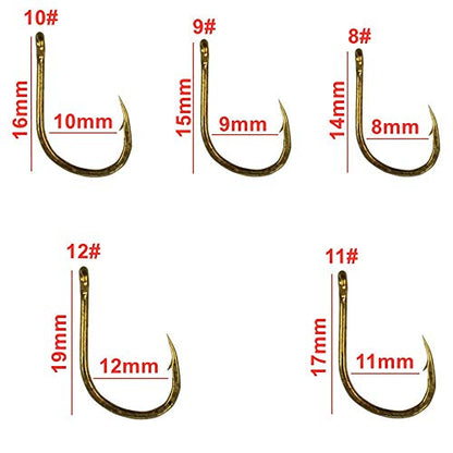 Small Fishing Hooks Set 10 Sizes 600pcs High Carbon Steel Fishing Hooks with a Plastic Box - color: 600pcs Gold Hook