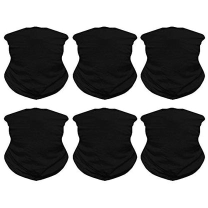Venswell Neck Gaiter Face Mask Men Women,Seamless Bandana Rave Face Cover Scarf Mask,Balaclava,Headband, Head Wrap,Headwear - color: A-solid Black Series