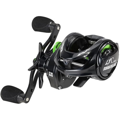 Sougayilang Cool Low Profile Baitcaster Reel - 300 Size, 7.2:1 Gear Ratio, 16lbs Max Drag, Ultra Smooth for Catfish, Musky, Bass - color: Green-LXC300 Right Handed