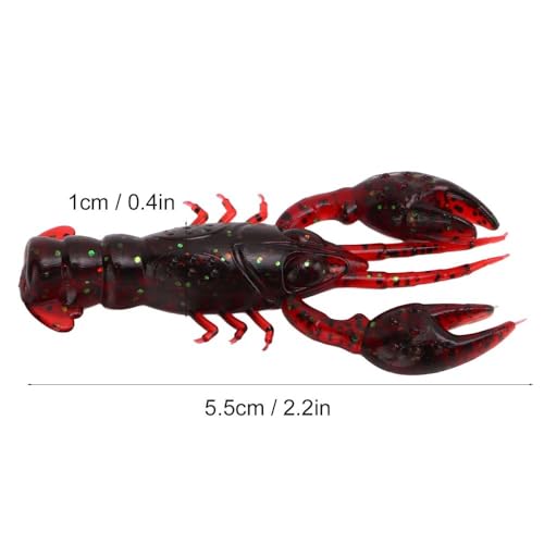 20PCS Soft PVC Fishing Lures 2.2 Inch – Lifelike Crawfish Bait with Artificial Lobster Claw Design, Jig Head Compatible for Bass & Trout Fishing - color: Red