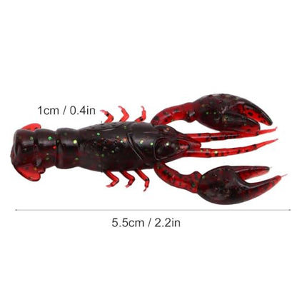 20PCS Soft PVC Fishing Lures 2.2 Inch – Lifelike Crawfish Bait with Artificial Lobster Claw Design, Jig Head Compatible for Bass & Trout Fishing - color: Red