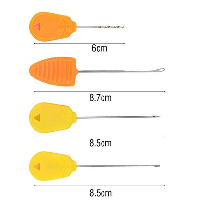 Fishing Needles Set 4Pcs Carp Fishing Bait Baiting Drill Stringer Hook Needles Tool Kit Stainless Steel Plastic Durable Bait Rig Making Accessories for Anglers