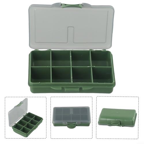 Fishing Tackle Box for Carp Fishing, Small Bait Storage Container with 1-8 Compartments, PP Polymer Lure Organizer and Rig Case, Green(A) - size: A