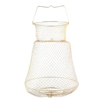 Collapsible Fish Basket Metal Fish Keeper Fishing Net Basket Fishing Creel with Breathable Mesh for Hiking Fishing - size: X-Large