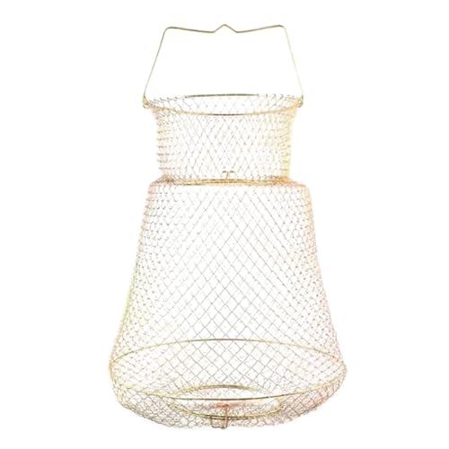 Collapsible Fish Basket Metal Fish Keeper Fishing Net Basket Fishing Creel with Breathable Mesh for Hiking Fishing - size: XX-Large