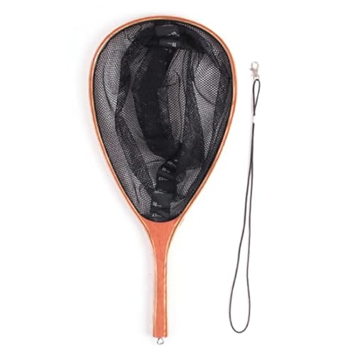 Fly Fishing Landing Net Soft Rubber Small Or Big Mesh Trout Catch and Release Net - color: Black