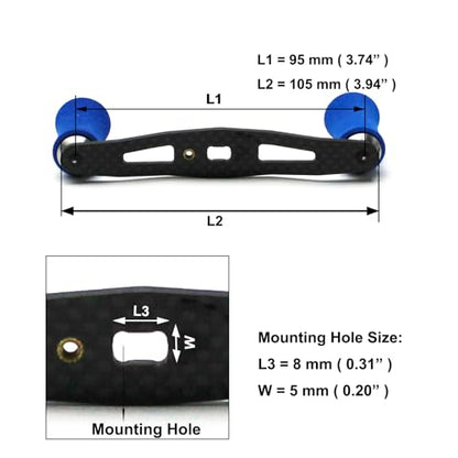 Mr. Z 95mm Carbon Fiber Baitcasting Reel Handle Compatible for Abu Garcia Shimano Daiwa Light Weight Low Profile Casting Reel - color: CAMO Blue, size: Right-handed