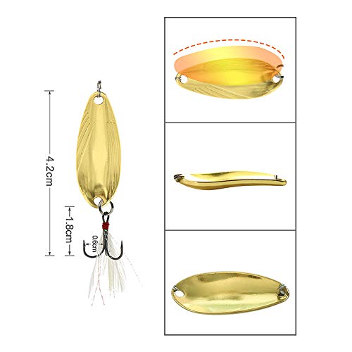 Fishing Spoon Lure Set Metal Baits for Trout, Char and Perch Fishing with Tackle Box (Pack of 12)