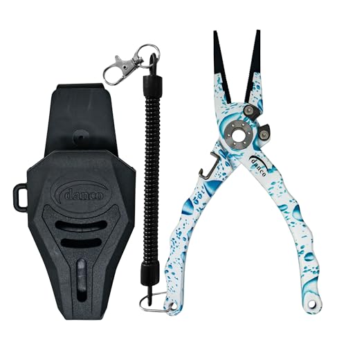 danco duffy 7.5-inch Fishing Pliers with Replaceable Line Cutters, Aircraft Grade Aluminum Fishing Gear, Saltwater Resistant Fishing Tools, Rubberized Paint Coating (White Water Drop) - color: White Water Drop