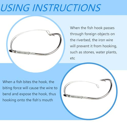 Weedless Wacky Rig Hooks, High Carbon Steel Bass Hooks Available in 3 Sizes, Weedless Hooks for Bass Fishing, Precision Wacky Worm Hooks for Neko Rig Soft Baits - size: 2/0