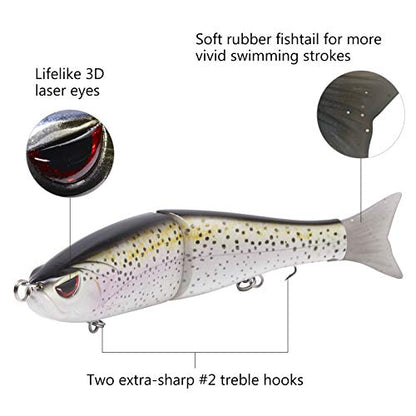 Bassdash SwimShad Glide Baits Jointed Swimbait Bass Pike Salmon Trout Muskie Fishing Lure - color: Rainbow Trout, size: 7in/2.2oz