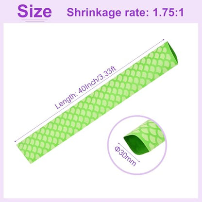 DMiotech Heat Shrink Sleeve Wrap Tubing x Tube Tubing for Fishing Rod Grips and Other Grips, Non Slip - Insulation - Waterproof 40'' Lengths, Dia 30mm Green Scales - color: Green Scales, size: Dia 30mm