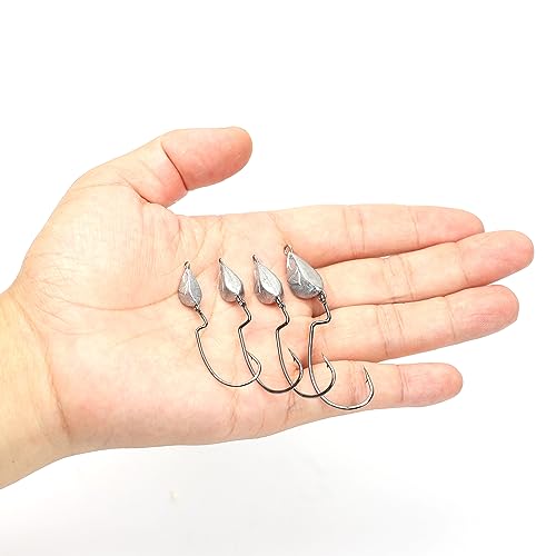 OJY&DOIIIY Weighted Texas Rig Hooks, Weedless Swimbait Jig Heads for Bass Fishing 1/8 3/16 1/4 3/8oz - style: Assorted,15 Pack
