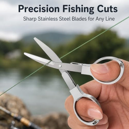 predolo Foldable Fishing Scissors, Stainless Steel Braided Line Cutter, Anti Rust Fishing Line Scissors for Tackle Box, Pocket Portable, Three3-in-1 knotting and hook - style: Three3-in-1 knotting and hook