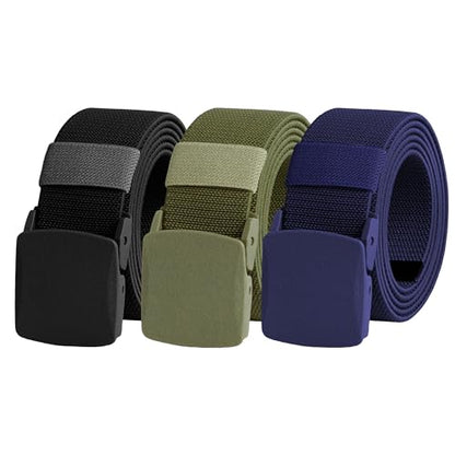 UNGGJKB Men's Tactical Belt, Nylon Casual Elastic Belt, Work Belt That Can Be Cut And Adjusted - color: Blue/Green/Black-stretch