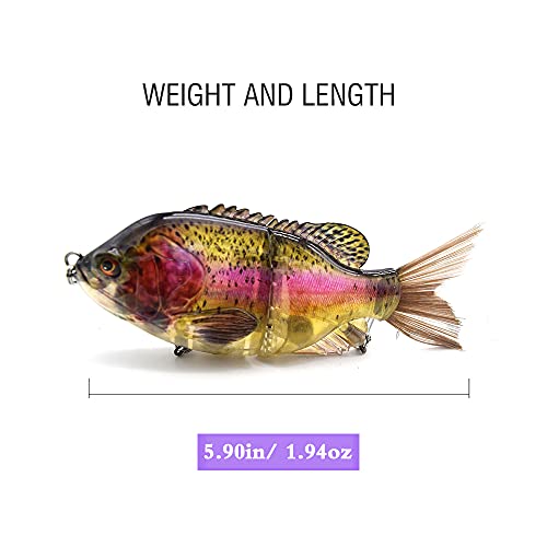 5.9in Multi Jointed Swimbait Fishing Lures Bait,2 Segment Big Giant Sinking Fishing Bass Lures,Crankbaits Swimbaits with Treble Hook - color: 5.9in,1.94oz-Color A