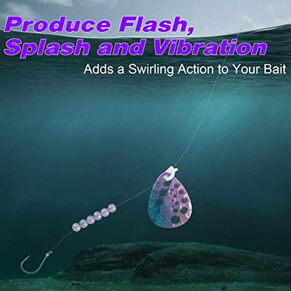 Dr. Fish 10 Pack Walleye Rigs Kit, 47 Inches, 15LB Mono Crawler Harness Walleye Float Rig Colorado Spinner Octopus Hooks for Freshwater Trolling - color: Single Hook Rig, 47", 10 Rigs