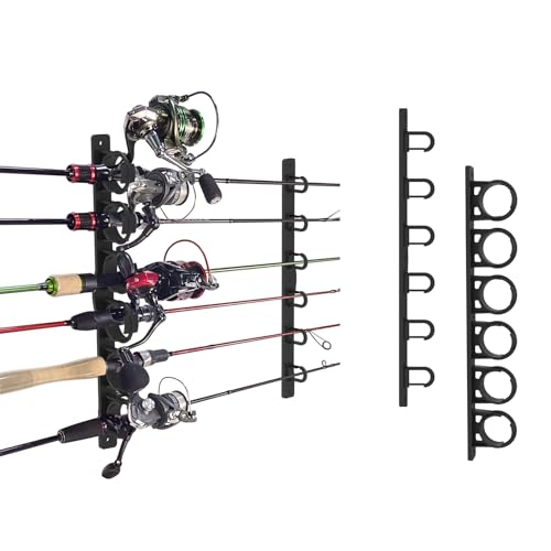 Aventik Vertical/Horizontal Fishing Rod Holder For Garage, Wall, Ceiling Holds Up To 6/12 Fishing Pole Holders(Black) - style: Black 1Pack