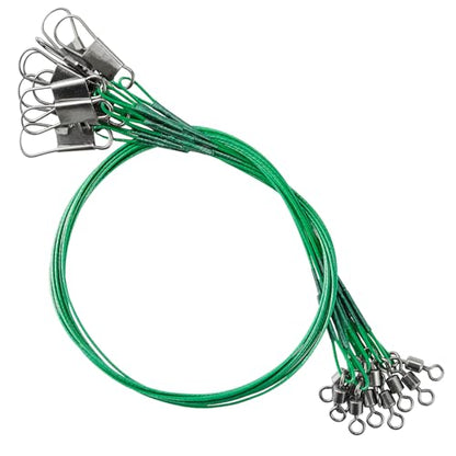 Atibin Line Swivels Fishing Leaders Freshwater Fishing Rigs Wire Leaders Lures Wire Steel Fishing Leader Saltwater Black Nickel - size: #5 (11.8in-60lb) 30pcs