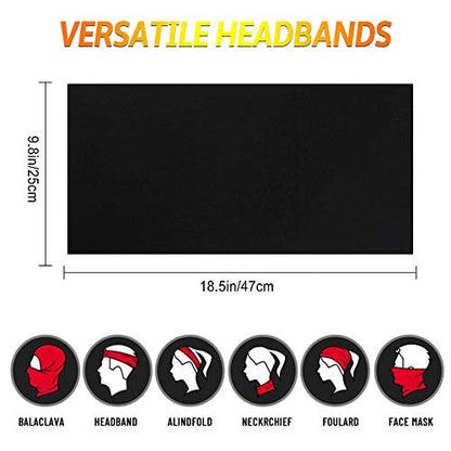 Venswell Neck Gaiter Face Mask Men Women,Seamless Bandana Rave Face Cover Scarf Mask,Balaclava,Headband, Head Wrap,Headwear - color: A-solid Black Series