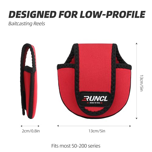 RUNCL Baitcasting Reel Bag – Protective Storage Pouch for Baitcasting Reels & Spinning Reels, Lightweight & Durable, Ideal for Freshwater & Saltwater Fishing Trips (Red & Black) - color: B-Red & Black