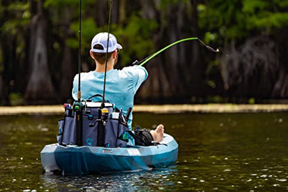 Evolution Fishing Rigger Series Kayak Tackle Bag - 3700 Size, Grey, Zipperless, Heavy Duty Water Resistant Tarpaulin Construction, 2 Rod Holders, Molded Bottom, Tackle Storage