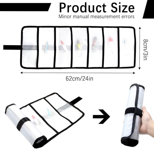 2pcs Roll Up Fishing Lure Wraps Set - Durable 6 Pocket Protective Cover, Saltwater & Freshwater Hook Covers, Trolling Lure Fabric Protector Tackle Box Organizer for Fishing Tackle Storage