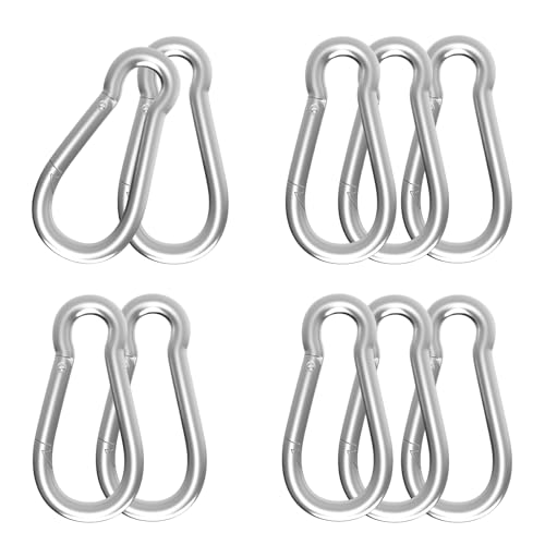 Carabiner, Heavy Duty Galvanized Steel Spring Snap Hook Carabiner Clips with 260LBS Holding Capacity, Ideal for Outdoor, Hammock, Swing and Travel (M6 2.35Inch, 10PCS) - size: 10PCS-M6, style: Silver