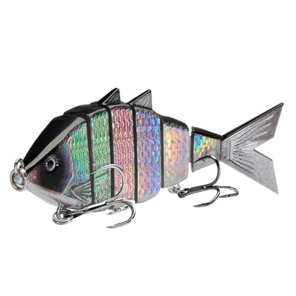 BASSDASH Bone Swimbait Multi Jointed Hard Fishing Lure for Bass Trout Bluegill Pike with Angled Cut Segments - color: Black Silver