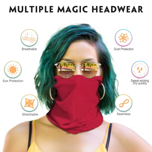 Venswell Neck Gaiter Face Mask Men Women,Seamless Bandana Rave Face Cover Scarf Mask,Balaclava,Headband, Head Wrap,Headwear - color: A-women Solid 2